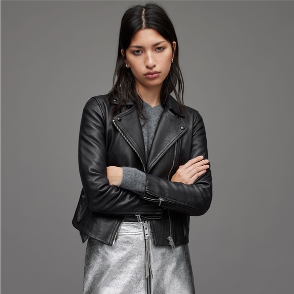 All Saints Dalby Leather Biker Jacket - Picture 6 of 13